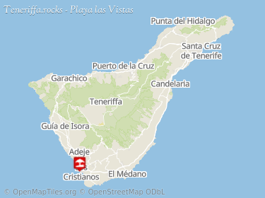 Lage von Playa las Vistas in Los Cristianos auf der Karte von Teneriffa
