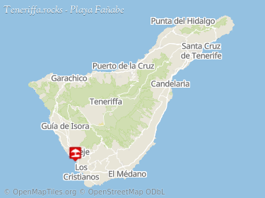 Lage von Playa Fañabe an der Costa Adeje auf der Karte von Teneriffa