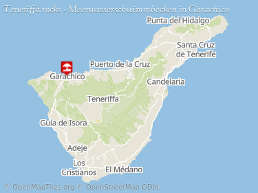 Lage von Meerwasserschwimmbecken in Garachico auf der Karte von Teneriffa