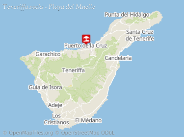 Lage von Playa del Muelle in Puerto de la Cruz auf der Karte von Teneriffa